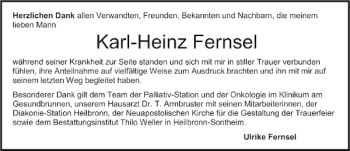 Traueranzeige von Karl-Heinz Fernsel 