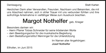 Traueranzeige von Margot Nothelfer 
