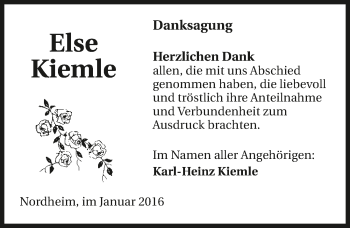 Traueranzeige von Else Kiemle 
