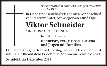 Traueranzeige von Viktor Schneider 