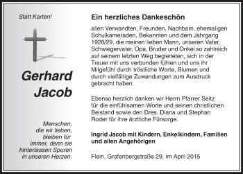 Traueranzeige von Gerhard Jacob 
