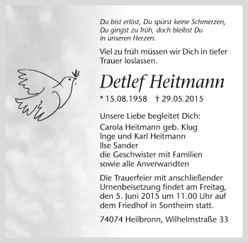 Traueranzeige von Detlef Heitmann 