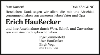 Traueranzeige von Erich Haußecker 