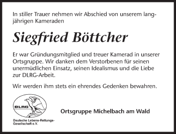 Traueranzeige von Siegfried Böttcher 