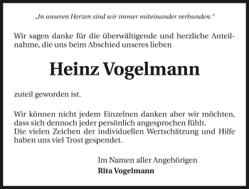 Traueranzeige von Heinz Vogelmann 