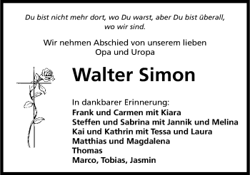 Traueranzeige von Walter Simon 