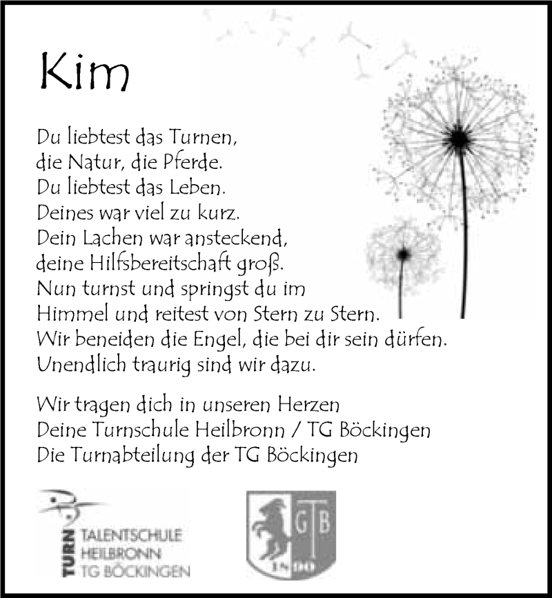  Traueranzeige für Kimi Winterbauer vom 09.01.2016 aus 