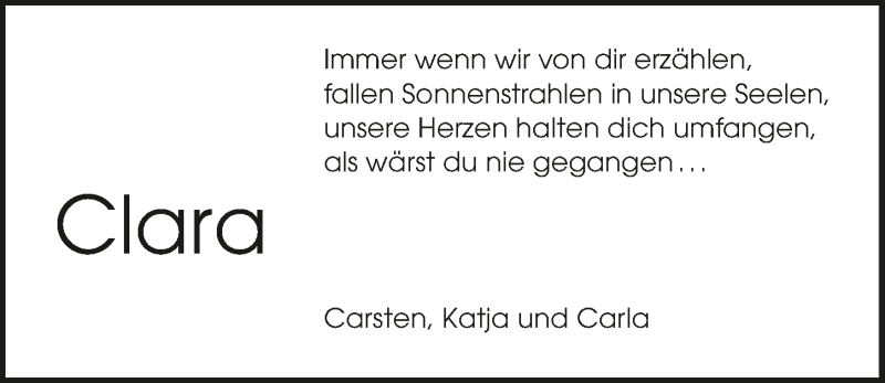  Traueranzeige für Clara Frötscher vom 03.03.2016 aus 