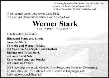 Traueranzeige von Werner Stark 