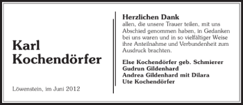 Traueranzeige von Karl Kochendörfer 