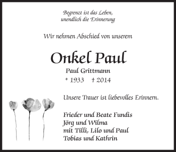 Traueranzeige von Paul Grittmann 