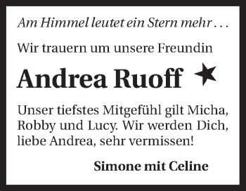 Traueranzeige von Andrea Ruoff 