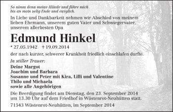 Traueranzeige von Edmund Hinkel 