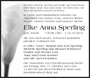 Traueranzeige von Elke Anna Sperling 