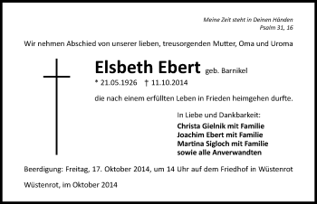 Traueranzeige von Elsbeth Ebert 