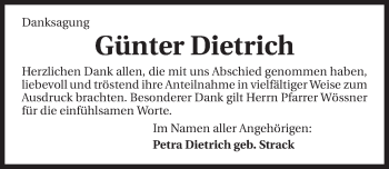 Traueranzeige von Günter Dietrich 