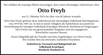 Traueranzeige von Otto Freyh 