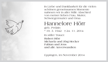 Traueranzeige von Hannelore Hörr  