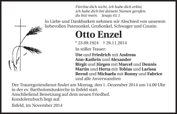 Traueranzeige von Otto Enzel 