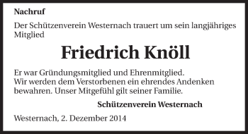 Traueranzeige von Friedrich Knöll 