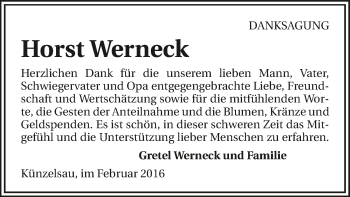Traueranzeige von Horst Werneck 