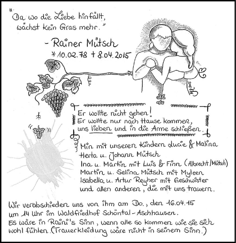  Traueranzeige für Rainer Mütsch vom 14.04.2015 aus 