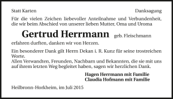 Traueranzeige von Gertrud Herrmann 
