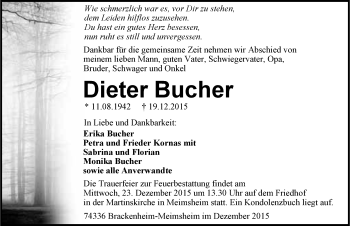 Traueranzeige von Dieter Bucher 