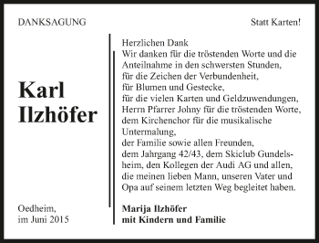 Traueranzeige von Karl Ilzhöfer 