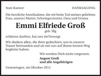 Traueranzeige von Emmi Elfriede Groß 