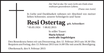 Traueranzeige von Resi Ostertag 