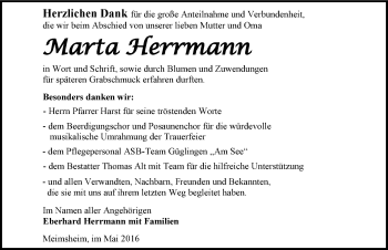 Traueranzeige von Marta Herrmann 