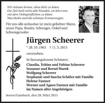 Traueranzeige von Jürgen Scheerer 