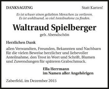 Traueranzeige von Waltraud Spielberger 