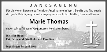 Traueranzeige von Marie Thomas 