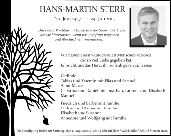 Traueranzeige von Hans-Martin Sterr 