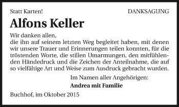 Traueranzeige von Alfons Keller 