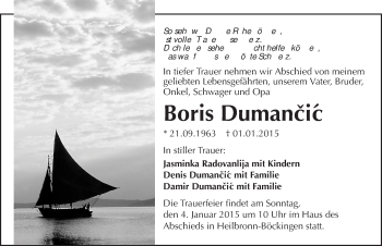 Traueranzeige von Boris Dumancic 