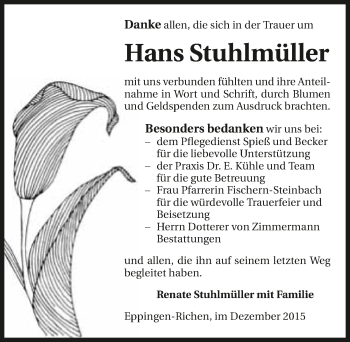 Traueranzeige von Hans Stuhlmüller 