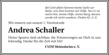 Traueranzeige von Andrea Schaller 