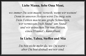 Traueranzeige von Monika Fried 