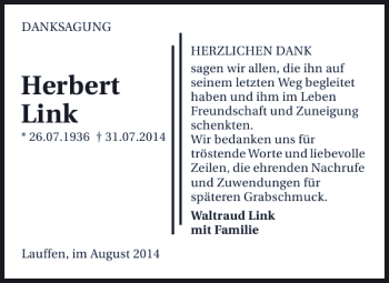 Traueranzeige von die ihn auf seinem l DANKSAGUNG HERZLICHEN DANK sagen wir allen 