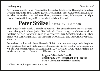 Traueranzeige von Peter Stölzel 