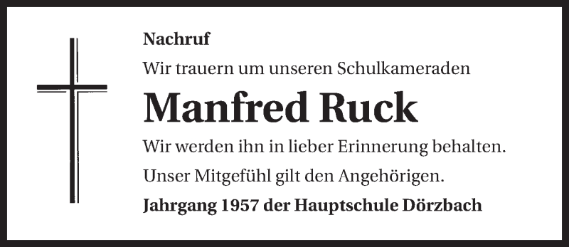  Traueranzeige für Manfred Ruck vom 05.02.2015 aus 