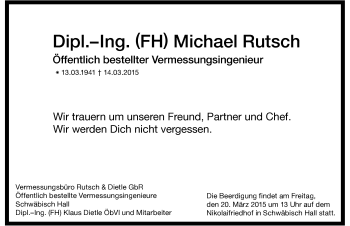 Traueranzeige von Michael Rutsch 