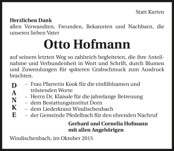 Traueranzeige von Otto Hofmann 
