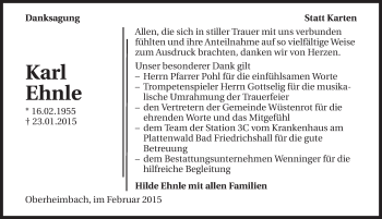 Traueranzeige von Karl Ehnle 