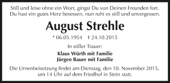 Traueranzeige von August Strehle 