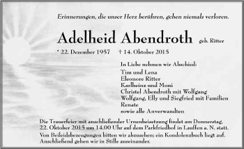 Traueranzeige von Adelheid Abendroth 