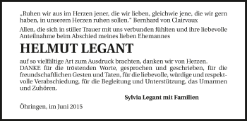 Traueranzeige von Helmut Legant 